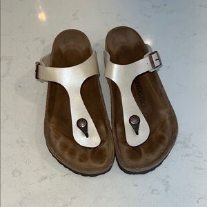 Pearl white Birkenstock sandals. Worn less than 5 times. Excellent condition.